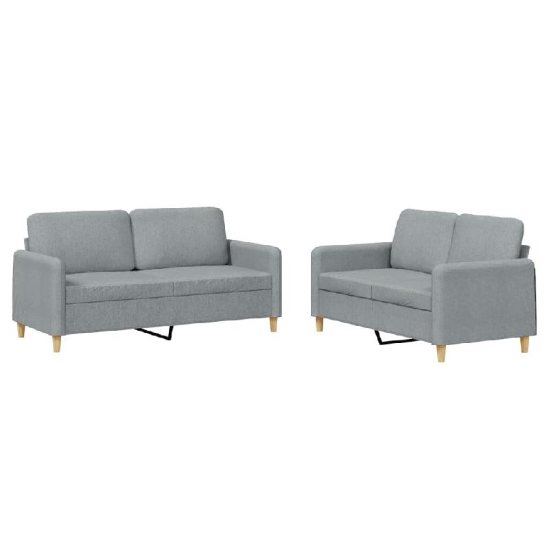 Ensemble de canapés 2 pcs avec coussins Gris clair Tissu Modèle Atlas - 8721012070530_0