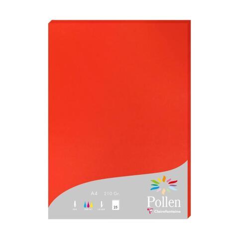 ETUI DE 25 FEUILLES POLLEN 210X297 210G/M2 - ROUGE CORAIL