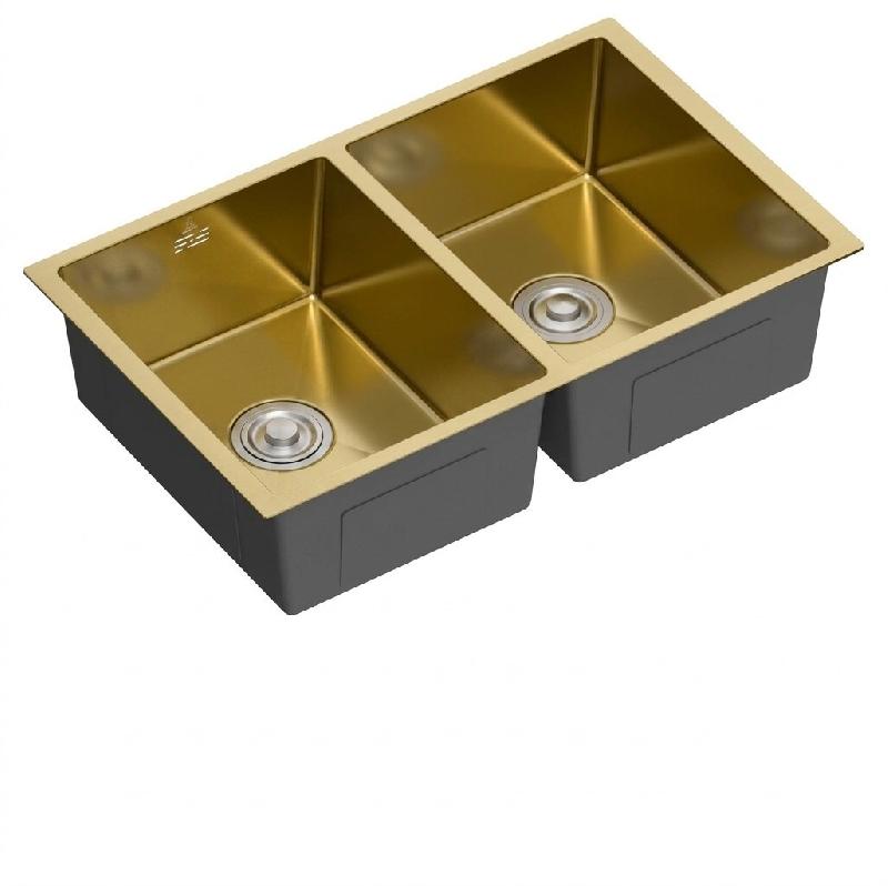Évier sous plan 2 cuves acier inox AISI 304 doré | 193 x 760 x 470 mm | Gasfrit - doré APK_GFYL18_0