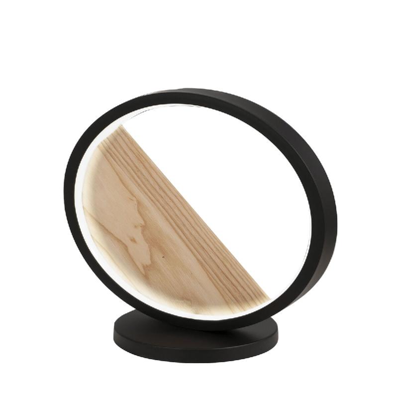 Fabas Luce Lampe De Table Led Pierre 29 W 3160 Lm 3000 K Lumière Chaude, Structure En Métal Et Bois, Design Moderne, Couleur Noire, Classe D'Isolati_0