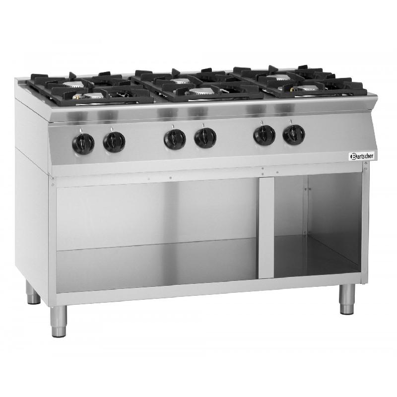 Fourneau inox gaz 6 feux, sur meuble ouvert, GAZ_0