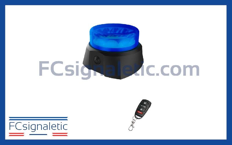 Gyrophare à LED bleu autonome embase magnétique avec télécommande C12 MAG PRO 911 SIGNAL_0