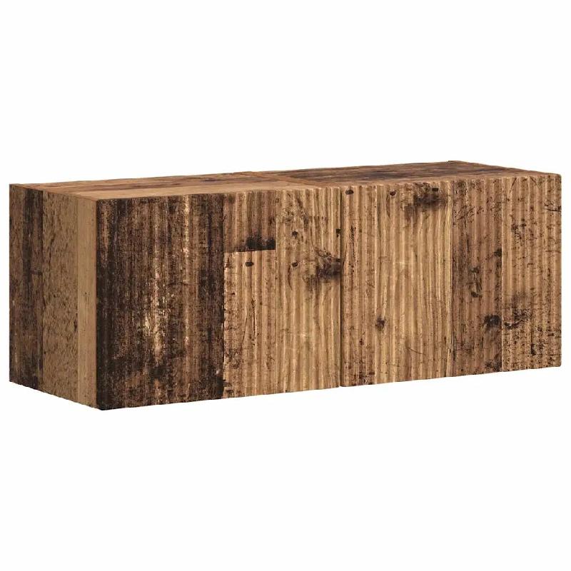 Helloshop26 - Lot de 2 meubles TV muraux modernes avec étagères cubiques 60 x 31 x 29.5 cm en bois d'ingénierie bois ancien 02_0054884 - Bois massi_0