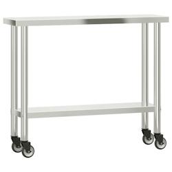 Helloshop26 - Table de travail de cuisine professionnelle avec roues 110 x 30 x 85 cm acier inoxydable 02_0045413 - 3000220666755_0