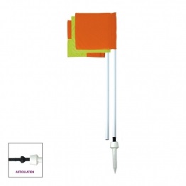 Jeu de 4 piquets de corner articulés avec manchons - Ref : 72095BIS - poteau 150cm - diamètre 32cm - drapeaux rouge/orange_0