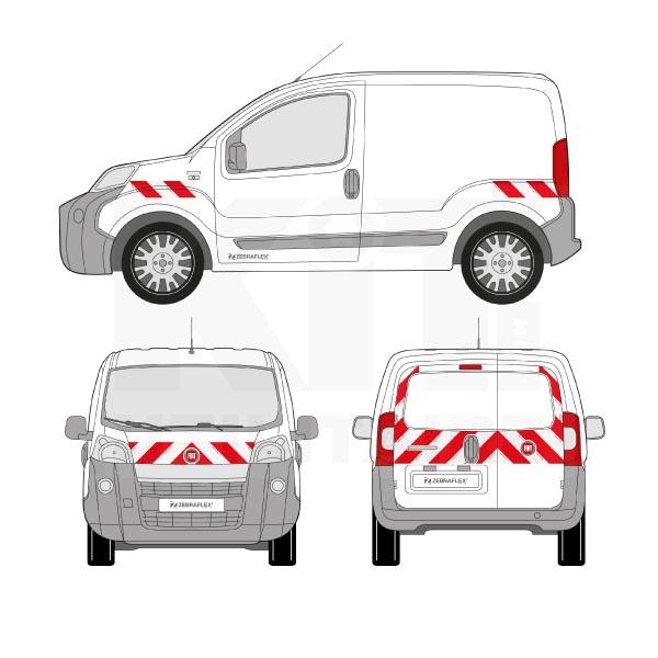 Kit de balisage FIAT Fiorino - prédécoupé avec film rétroréfléchissant microbilles - Classe A Rouge/Blanc_0