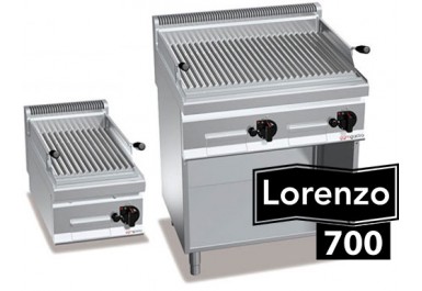 Lave gaz roche grill 7 kW - meuble ouvert - grille inclinée 700 mm - fabrication en acier inoxydable_0