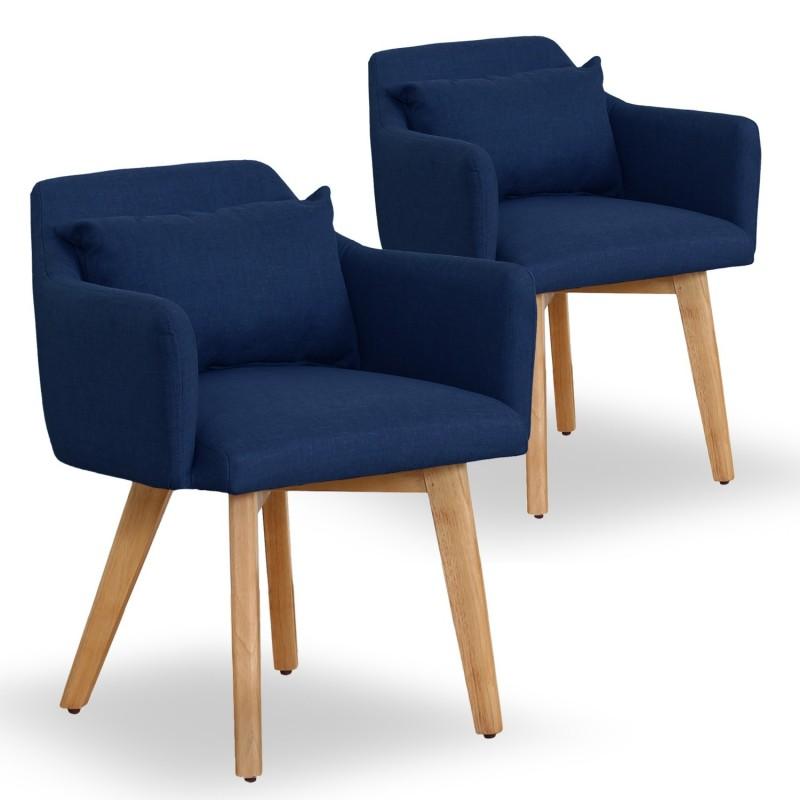 LOT DE 2 FAUTEUILS SCANDINAVE ALAN 70CM BLEU - PARIS PRIX_0