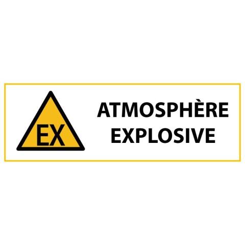 LOT DE 2 - SIGNALÉTIQUE DANGER W021 - ATMOSPHÈRE EXPLOSIVE - NORME ISO 7010 - 450 X 150 MM - VINYLE SOUPLE AUTOCOLLANT