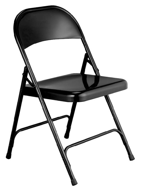 LOT DE 6 CHAISES PLIANTES EUROP NOIRES EN MÉTAL_0