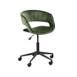 Oviala Business Chaise de bureau à roulettes en velours vert - vert 113456_0