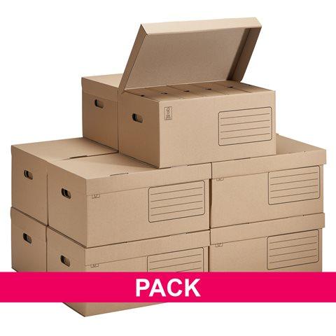 PACK BOÎTES ARCHIVES CARTON ÉCO - DOS 10 CM - BRUNES - 60 BOÎTES + 10 CAISSES OFFERTES -