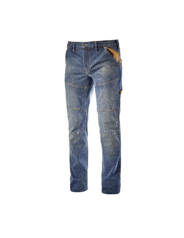 PANTALON DE TRAVAIL EN JEAN STONE PLUS DIRTY WASHING BLEU T40 (US32) - DIADORA SPA - 702.170752