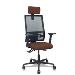 Piqueras y Crespo Silla Bormate asincro malla negra asiento bali marrón oscuro brazos 2D ruedas 65mm cabecero regulable - marron multi-matériau 405A_0