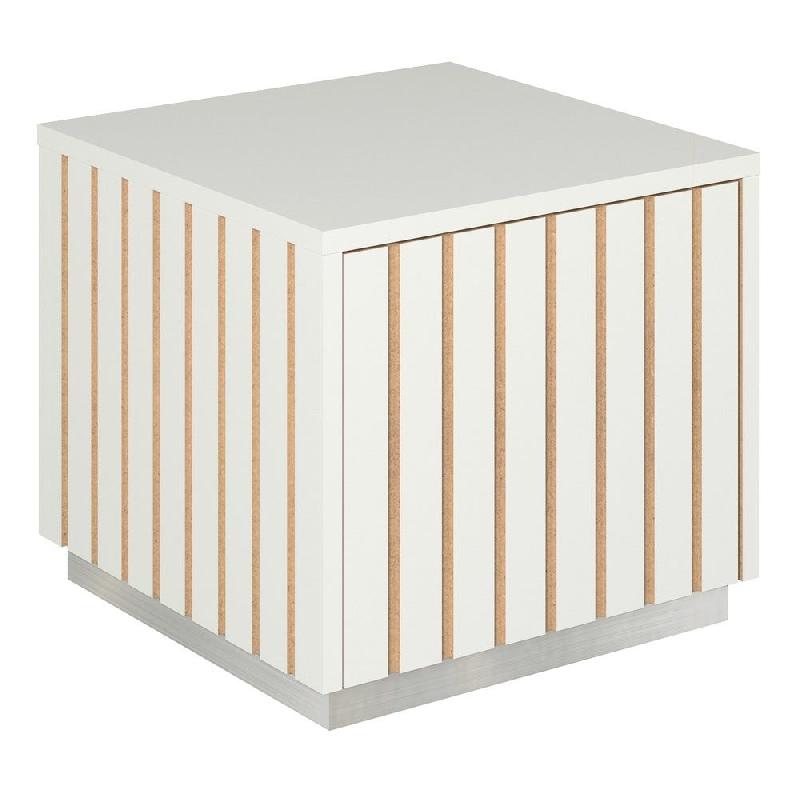 Podium 1 porte push-pull Vertigo T03 MDF naturel et blanc 45x45x40cm_0
