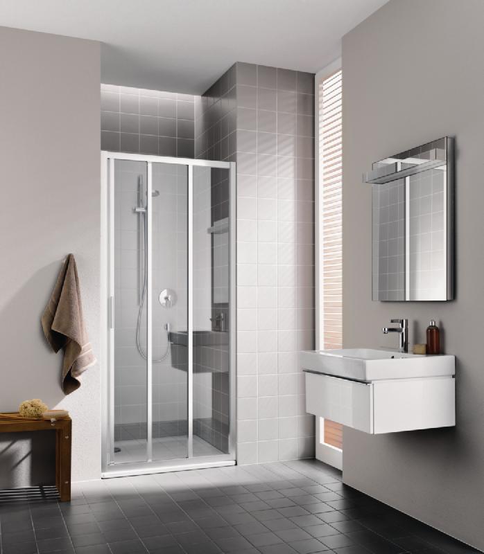 Porte de douche coulissante 3 éléments cada xs g3r 10020 vpk, élément fixe à droite, argent poli