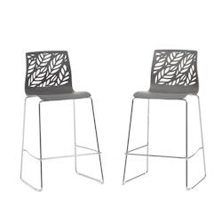 RATTATAN Lot de 2 tabourets de bar en polypropylène avec fibre de verre, pieds en métal, pour bar, restaurant ou cuisine, au design élégant – Da_0