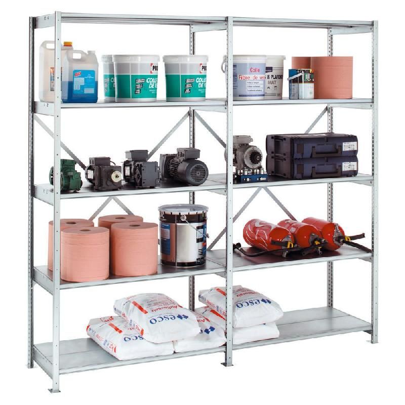 RAYONNAGE INDUSTRIEL  ACIER 210 -  GALVANISÉ - L. 100 CM X P. 40 CM - ELÉMENT DÉPART