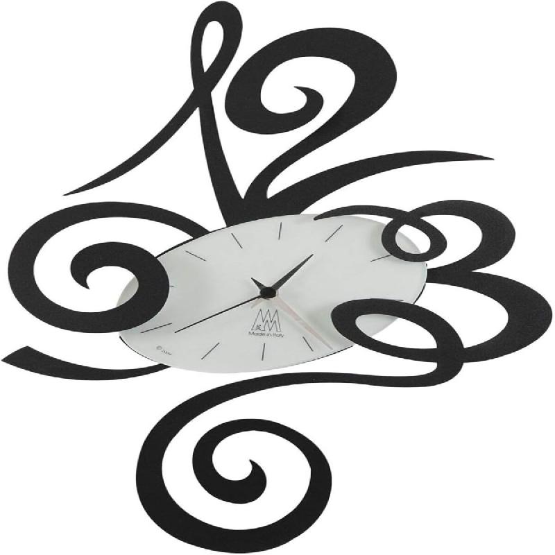 Robin Horloge Murale Moderne Noire Fabriquée En Italie En Acier, D. 45 Cm, Silencieuse, Style Minimal Pour Maison Et Bureau - noir 8052190344435_0