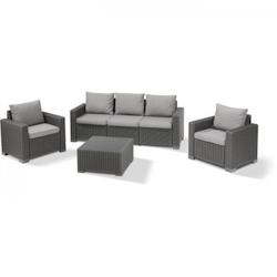 Salon de jardin - Résine imitation rotin tressé - Allibert by KETER - 5 personnes - CALIFORNIA - Gris ALLIBERT by KETER - gris 3666373846880_0