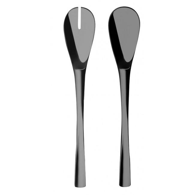 SERVICE À SALADE INOX NOIR 18/10 - LOT DE 6 - GUY DEGRENNE - XY BLACK MIROIR