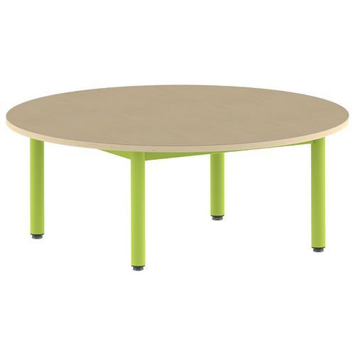 TABLE CARÉLIE RONDE Ø 120 FIXE T1 STRAT HÊTRE MIEL- VERT - MOBIDECOR