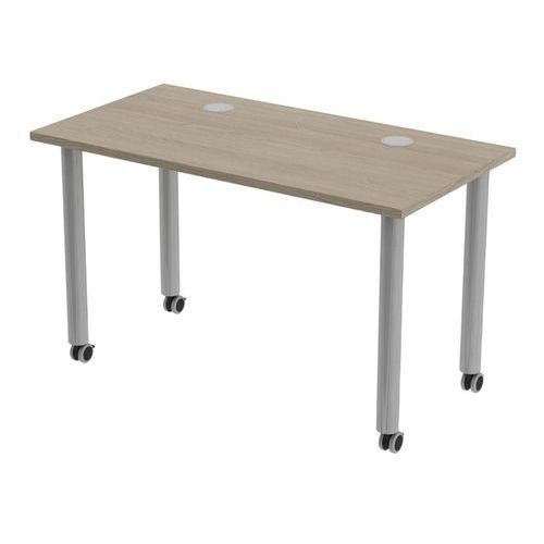 TABLE TUBO ROULETTES 120 X 60 CM CHÊNE GRIS ALU - MBA