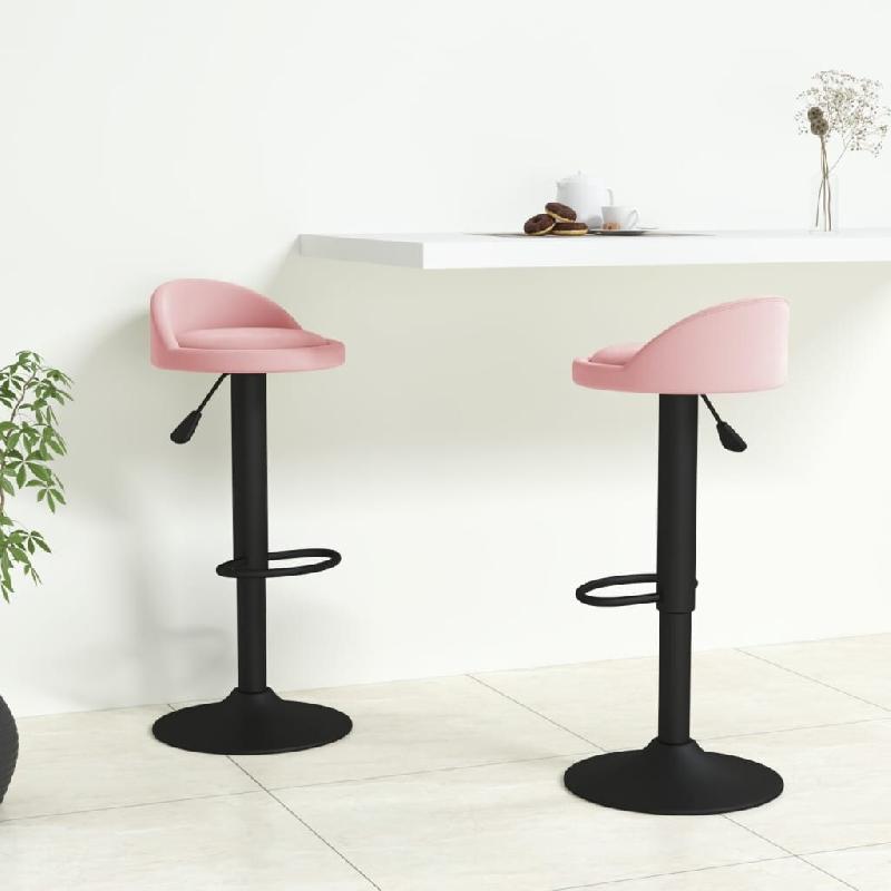 Tabourets de bar lot de 2 rose velours Modèle Lofty Scandinave - 333606_0