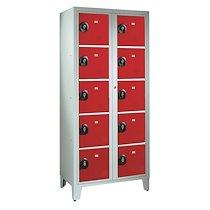 Vestiaire Tendance - 2 colonnes/10 cases monobloc - rouge - en tôle électrozinguée épaisseur 10/10e - marque Acial_0