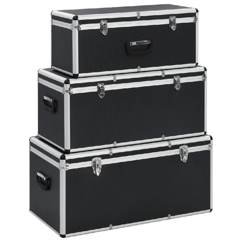 Vidaxl boîtes de rangement 3 pcs noir aluminium 91853_0