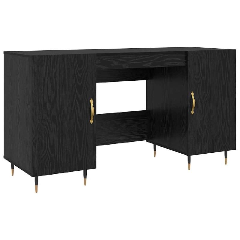 VidaXL Bureau avec porte Chêne noir 140 x 50 x 75 cm Bois d'ingénierie Modèle Ventura Signature - 879524_0