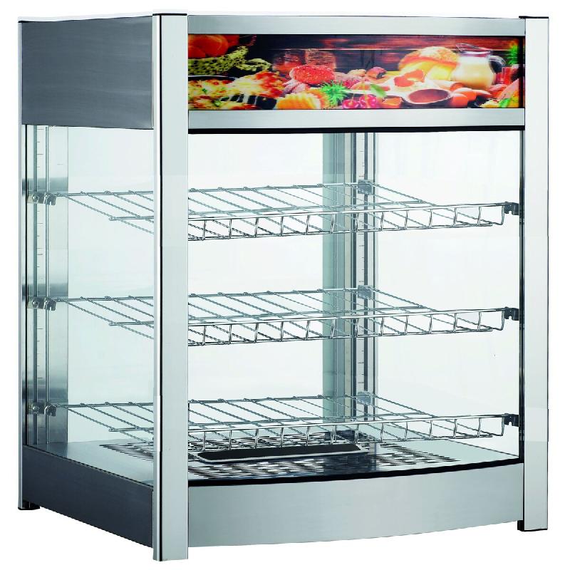 Vitrine contre-chauffée avec grilles. Double vitrage. Structure en acier inoxydable. Dimensions : 46x45x78,5(h) cm. FORCAR Modèle RTR97L - 3187_0