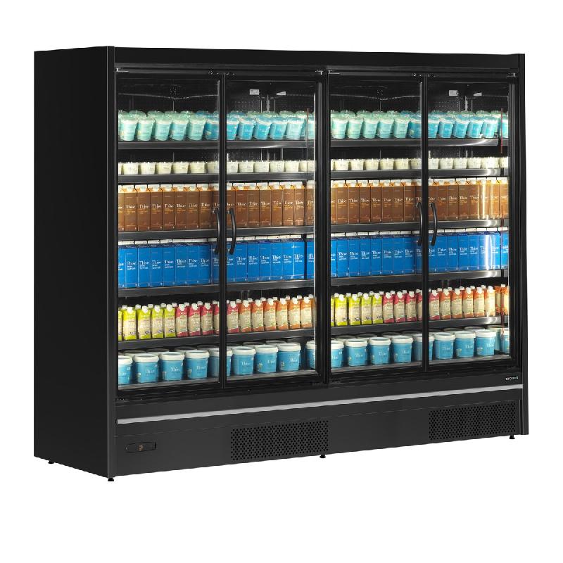 Vitrine réfrigérée combinable 4 portes - étagères profondes - 2190L - Noir | Tefcold - MDCB2500HB_0