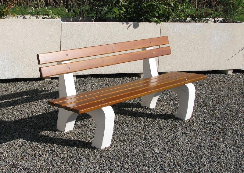 Banc public en béton et bois Platane - fabrication française - 1850mm de long_0