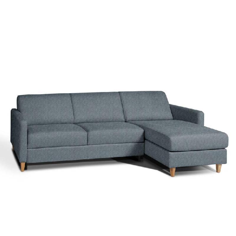 CANAPÉ CONVERTIBLE D'ANGLE NORDIC 140CM MATELAS 16 CM SYSTÈME EXPRESS SOMMIER LATTES RENATONISI TWEED BLEU AZUR_0