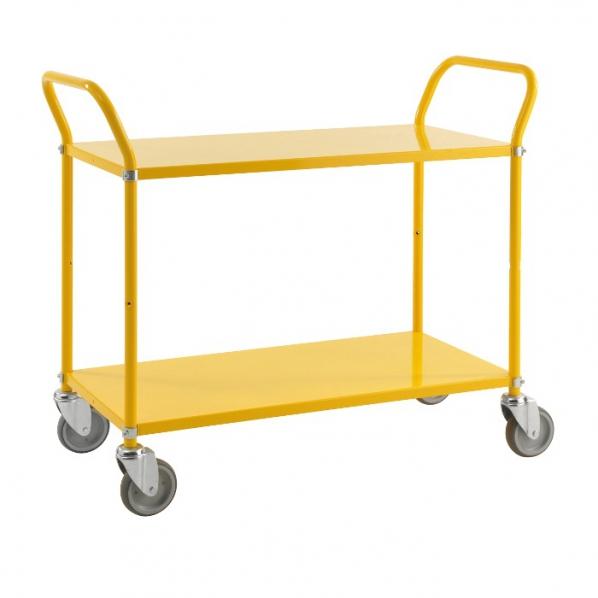 Chariot de service 2 tablettes Jaune - KONGAMEK - 250 kg de charge maximale, 4 roues pivotantes_0