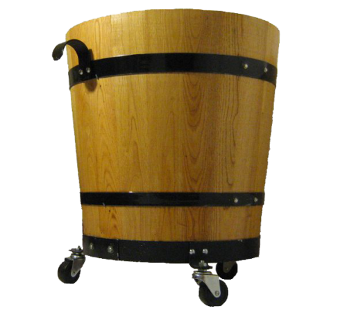 D45 - Bac à fleurs en châtaignier du Périgord sur roulettes - 40 litres - Vernis marine chêne clair_0