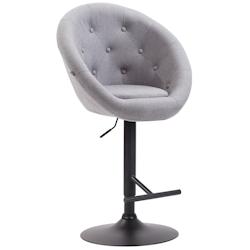 Décoshop26 - Tabouret de bar design moderne forme œuf capitonné avec repose-pieds en métal noir tissu gris TDB10326 - gris 3000508469603_0