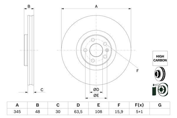 Disque de frein Bosch 0986479E86 - ventilé - pour montage avant_0
