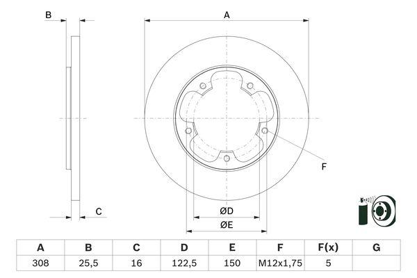 Disque de frein Bosch 0986479F44 - boîte de 2 disques - arrière - disque plein_0