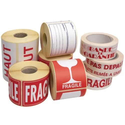 Étiquette d'expédition - Vélin avec impression rouge ou bleue - Différents messages disponibles_0