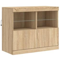 Helloshop26 - Buffet bahut commode armoire meuble de rangement organisateur cuisine salle de séjour salon avec lumières LED sonoma 02_0029971 - 3000_0