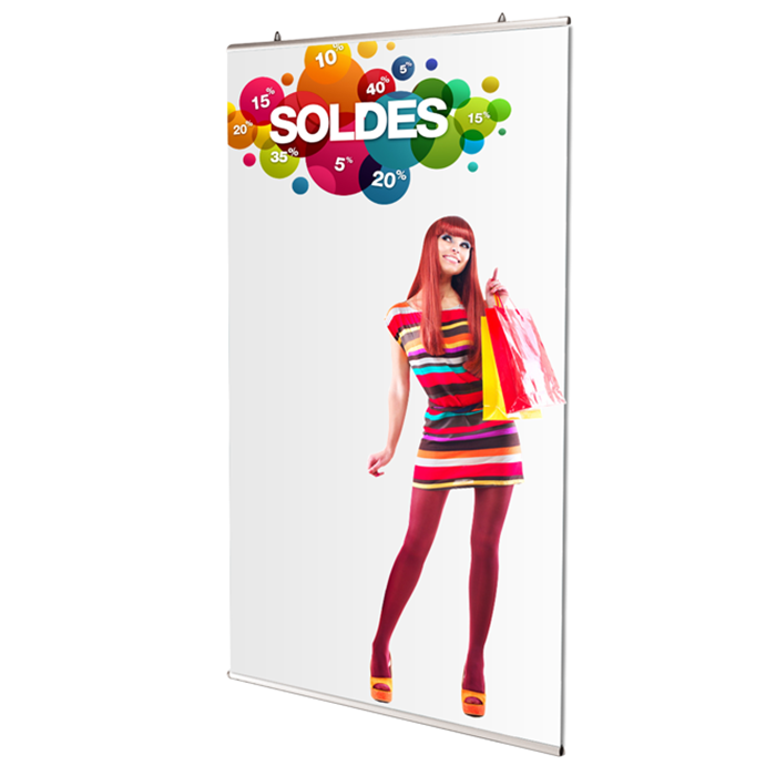 Kakémono Twista - largeur personnalisable jusqu'à 3m - embouts noirs ou gris - ventouses en option_0