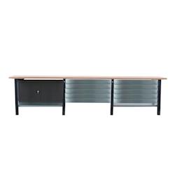 PROREGAL Etabli BUFFALO WOOD avec 10x Tiroir + Armoire| HxLxP 86,5x300x75cm | Capacité de Charge 1000kg | Anthracite - noir métal PR_RS157-108_0