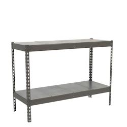 PROREGAL Étagère pour charges lourdes METAL BEAST TWO | HxLxP 90x150x45cm | 2 niveaux | Charge du compartiment 600kg | Gris - gris métal PR_RS15-176_0