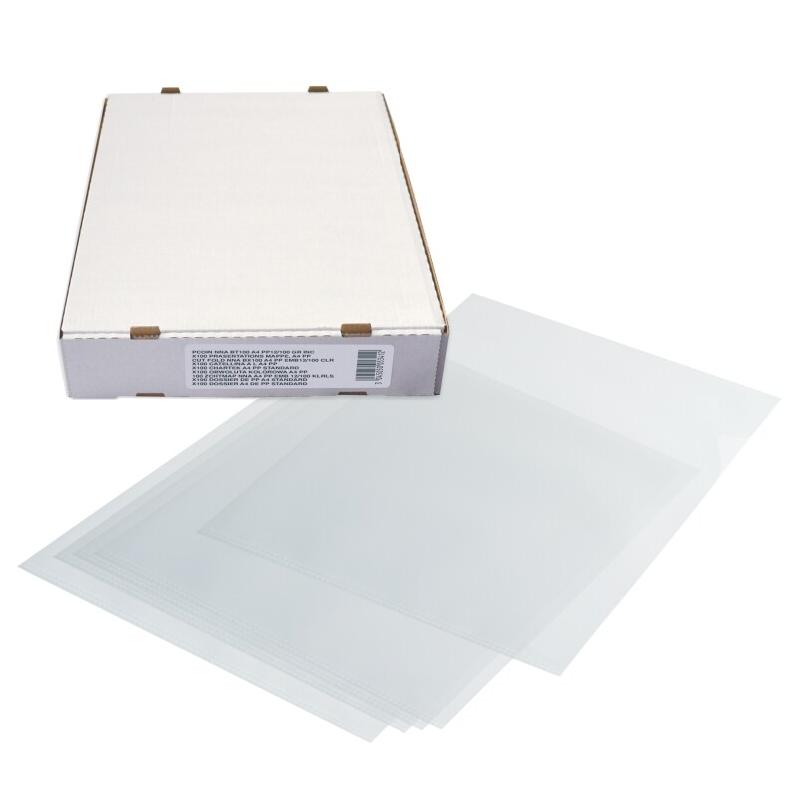 Sans Marque Boîte de 100 pochettes coin A4, en polypro grainé incolore - 3045050053412_0