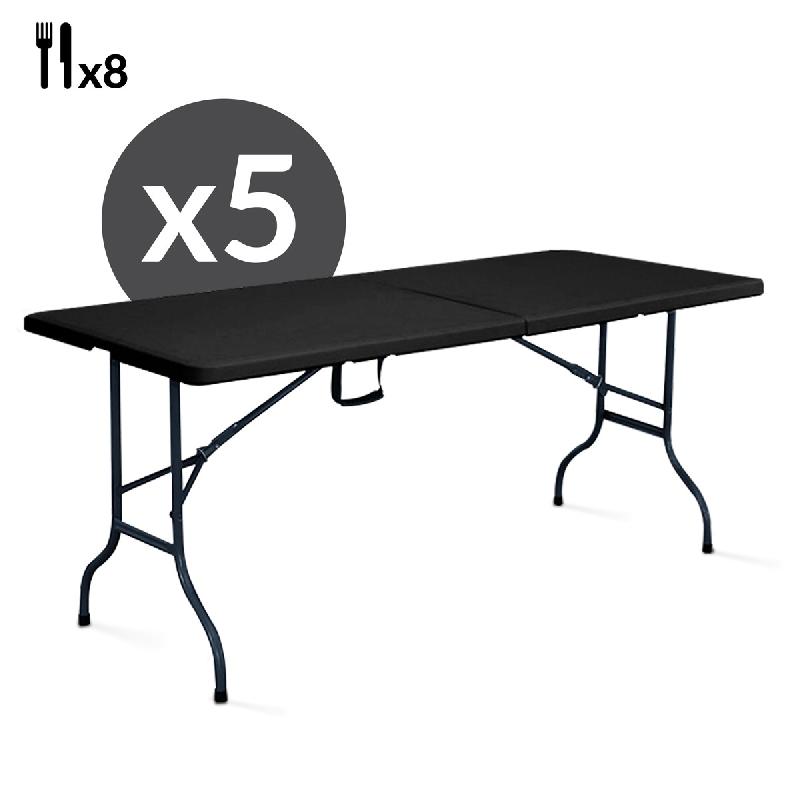 Tables pliantes noires 180cm - lot de 5_0