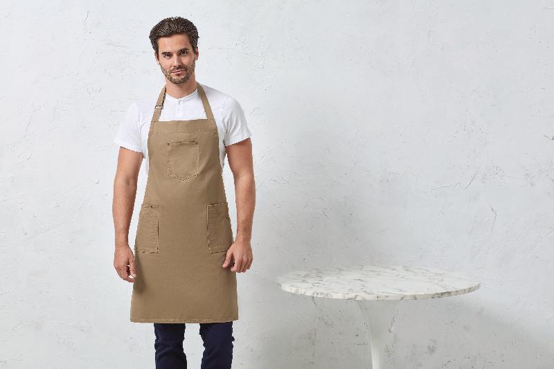 Tablier à bavette 'Chino' - Réf: PR132 - 100% coton sergé avec 3 poches design et fonctionnelles_0