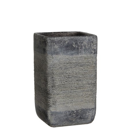 VASE CARRÉ EN CIMENT GRIS 25 CM