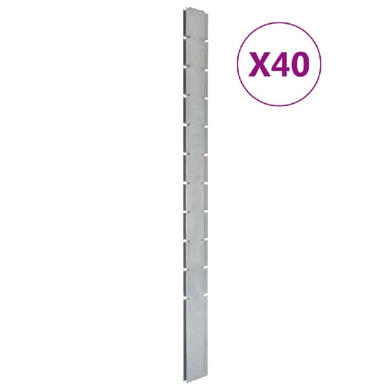 Vidaxl poteaux de clôture 40 pcs argenté 260 cm acier galvanisé 3196225_0